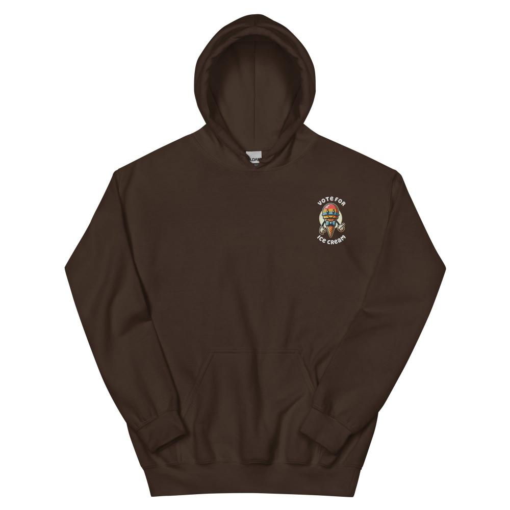 Vote For Ice Cream Embroidered Hoodie - Dark Chocolate Color - https://ascensionemporium.net